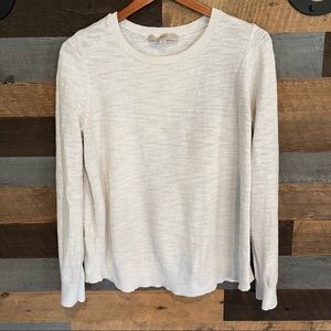Loft -  creamy white sweater, crew neck, textured, size L